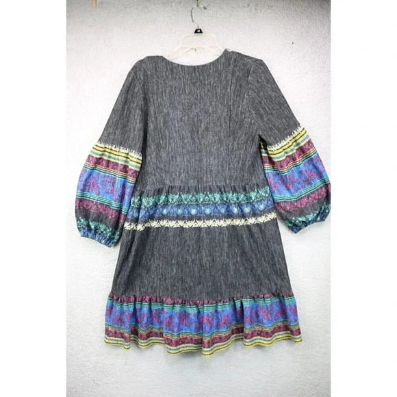 Violet Weekend Long Balloon Sleeves Dress-Size 16-Boho-Hippie-Soft - Picture 8 of 9